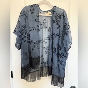 Hollister Navy Floral Kimono One Size Fits Most